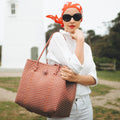The Toko  Recycled Tote Bag, in Red & White