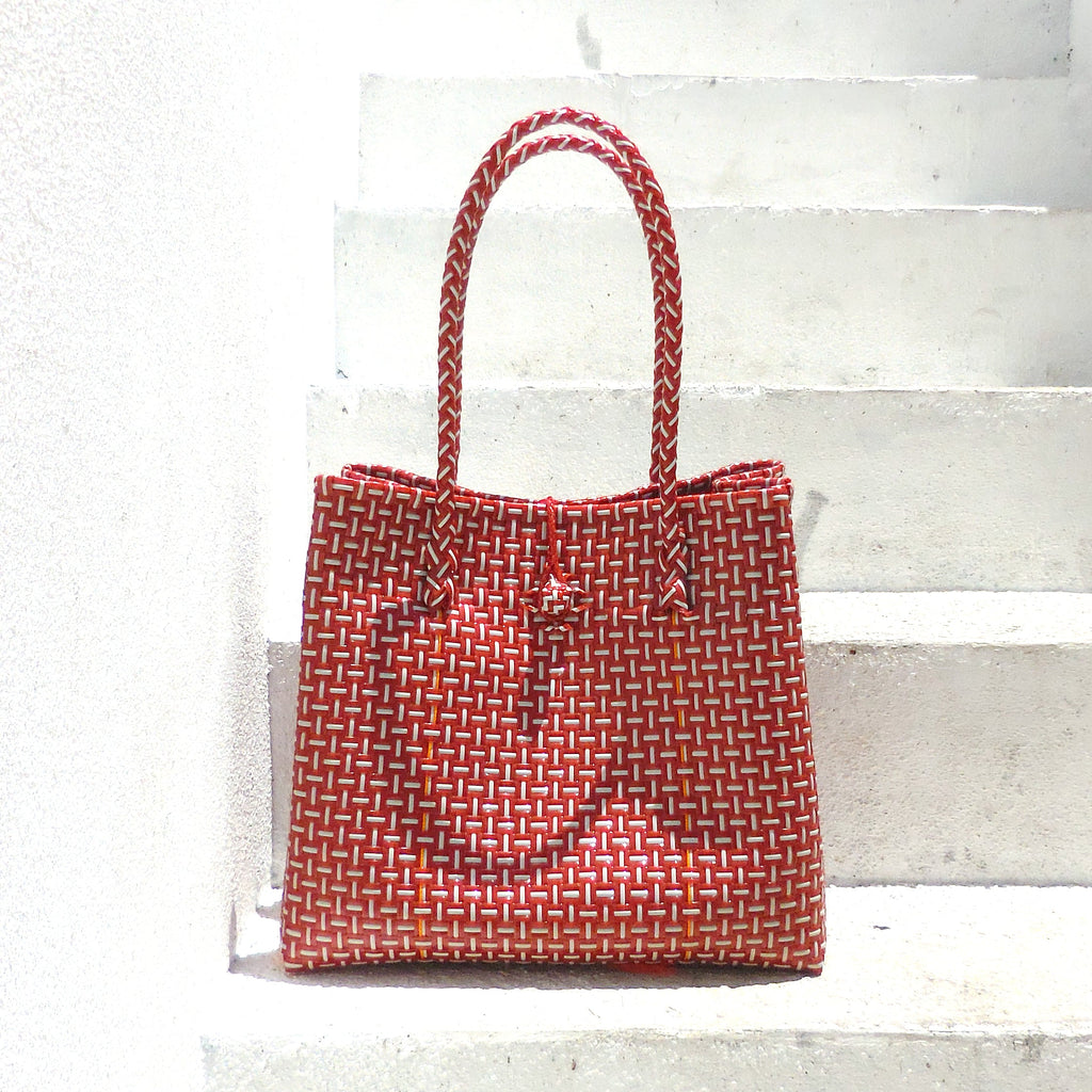 The Toko  Recycled Tote Bag, in Red & White