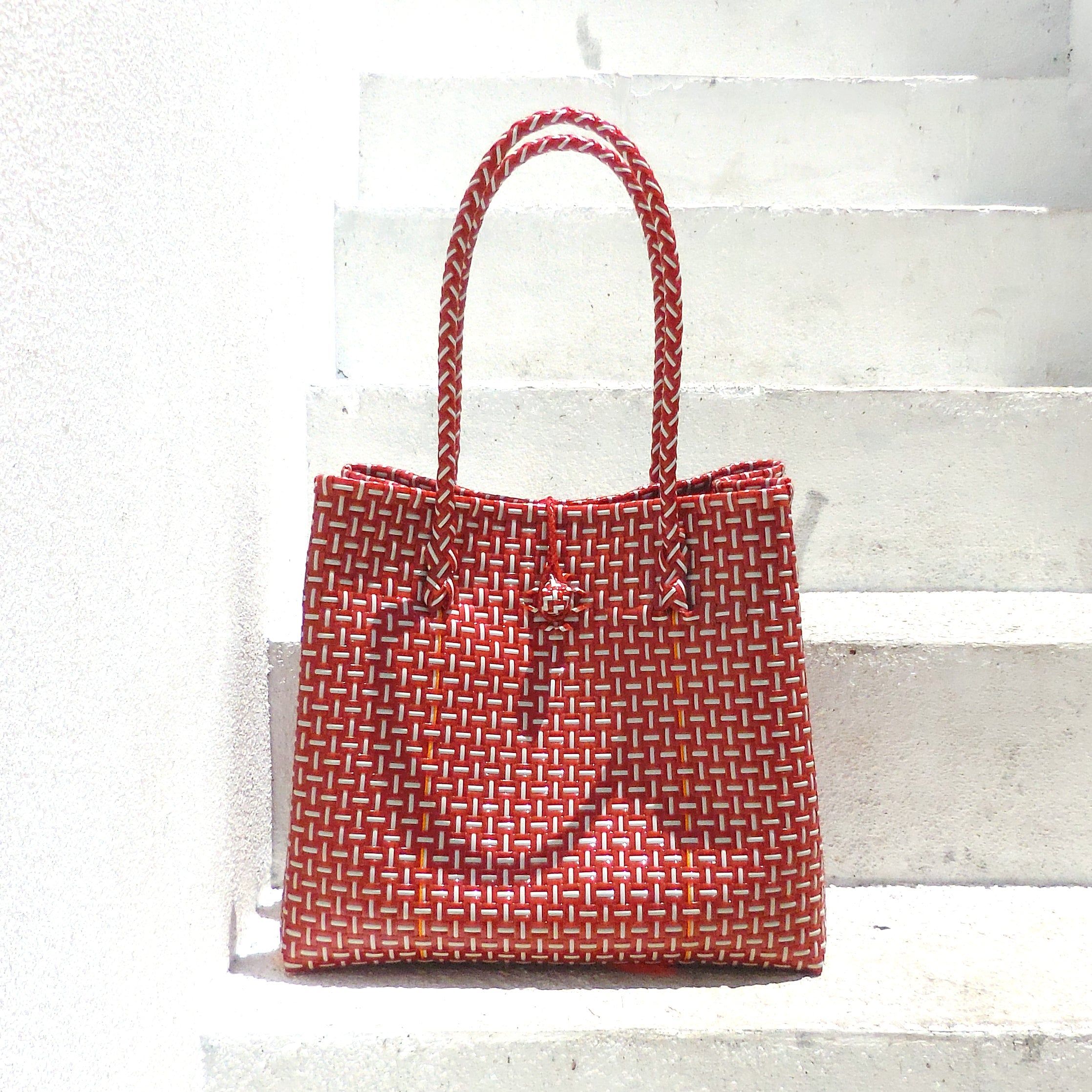 The Toko  Recycled Tote Bag, in Red & White