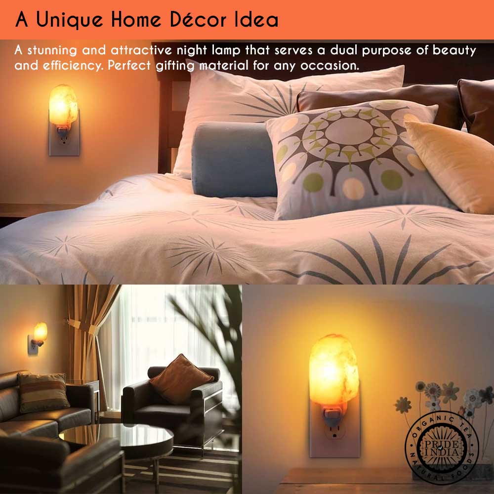 Pride of India Crystal Salt Night Lamp - Made w/ Naturally Occurring Himalayan Pink Salt– Home Decor – Handcrafted – Elevates Mood/ Brightens Space – Better Air Quality