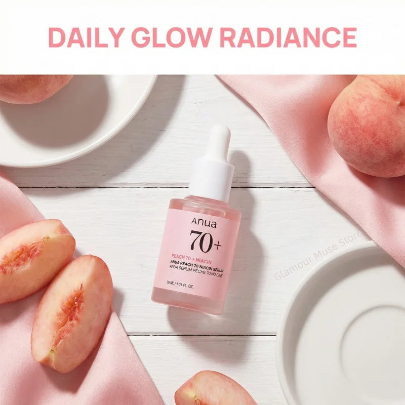 Korean Skin Care Essenc Peach 70 Niacinamide Serum for Uneven Skin Tone,Dull Skin Brightening Facial Hyaluronic Acid Serum 30ml
