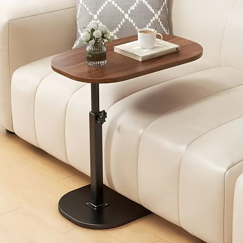 Adjustable height table - with wooden tabletop, portable sofa side table, suitable for coffee, office, and indoor/outdoor use