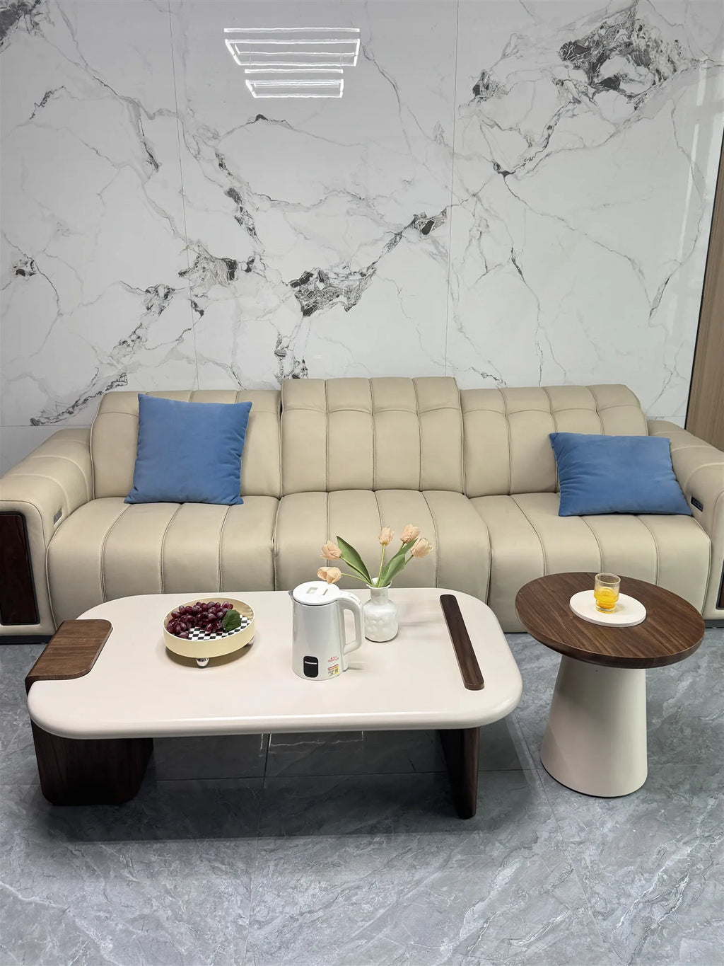 Modern Coffee Table Living Room Small Marble Side Table Glass Round Center Table Nordic Japandi Wabi Sabi Minimalist Furniture