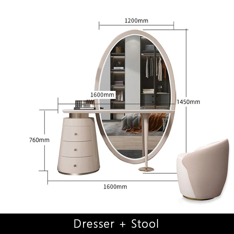 Light luxury dressing table bedroom full body smart mirror slate makeup table modern advanced dressing table