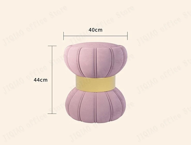 Dressing Table Stool Luxury Modern Woman Minimalist Pink Makeup Stool Princess Stool, Design Sense Round Sofa Stool