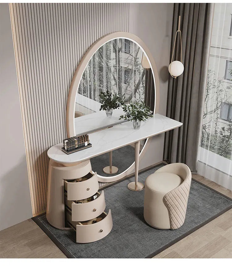 Light luxury dressing table bedroom full body smart mirror slate makeup table modern advanced dressing table