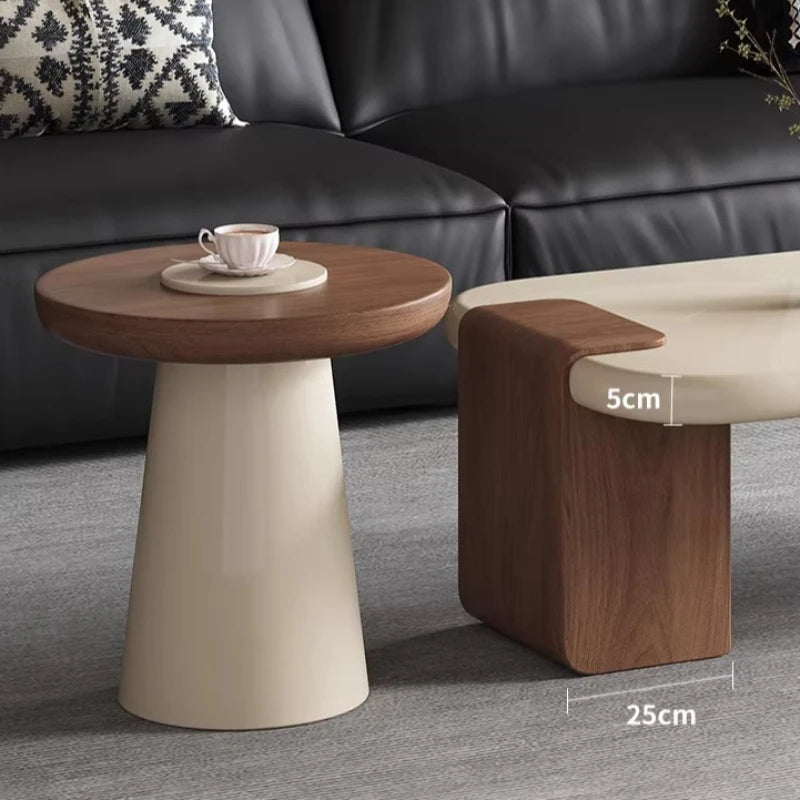 Modern Coffee Table Living Room Small Marble Side Table Glass Round Center Table Nordic Japandi Wabi Sabi Minimalist Furniture