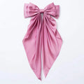 Fashionable Solid Color Ribbon Bow Hair Clip Women's Elegant Long Satin Large Bow Spring Clip Girls' Hair Accessory Top Clips