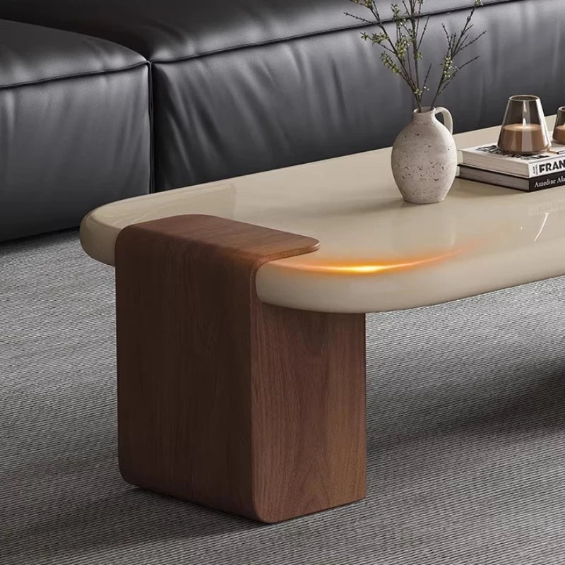 Modern Coffee Table Living Room Small Marble Side Table Glass Round Center Table Nordic Japandi Wabi Sabi Minimalist Furniture