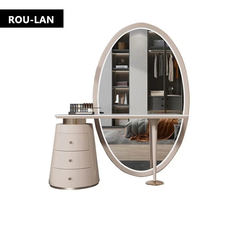 Light luxury dressing table bedroom full body smart mirror slate makeup table modern advanced dressing table