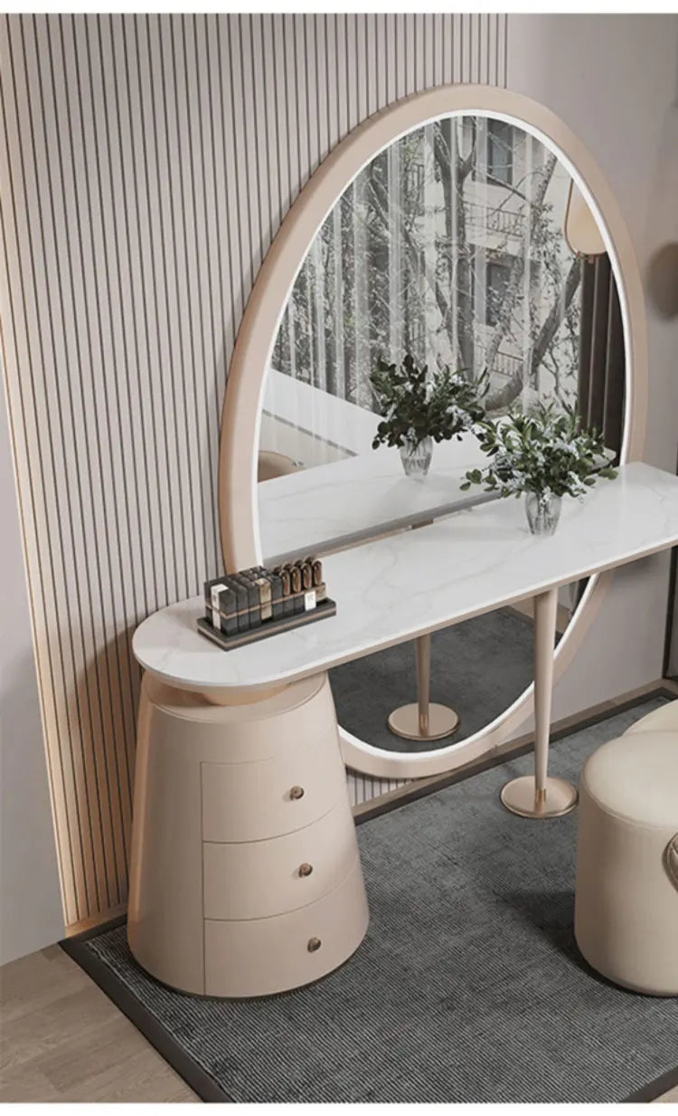 Light luxury dressing table bedroom full body smart mirror slate makeup table modern advanced dressing table