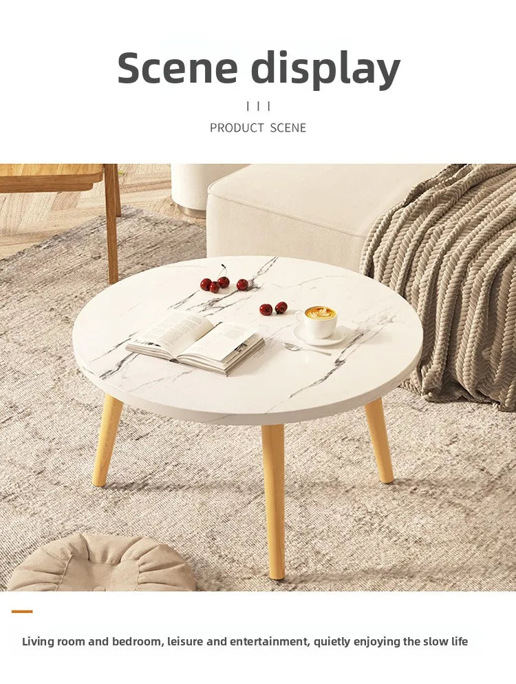 Small Table, Bedroom, Light Luxury Table, Modern Coffee Table, Living Room, Simple Small Round Table, Solid Wood