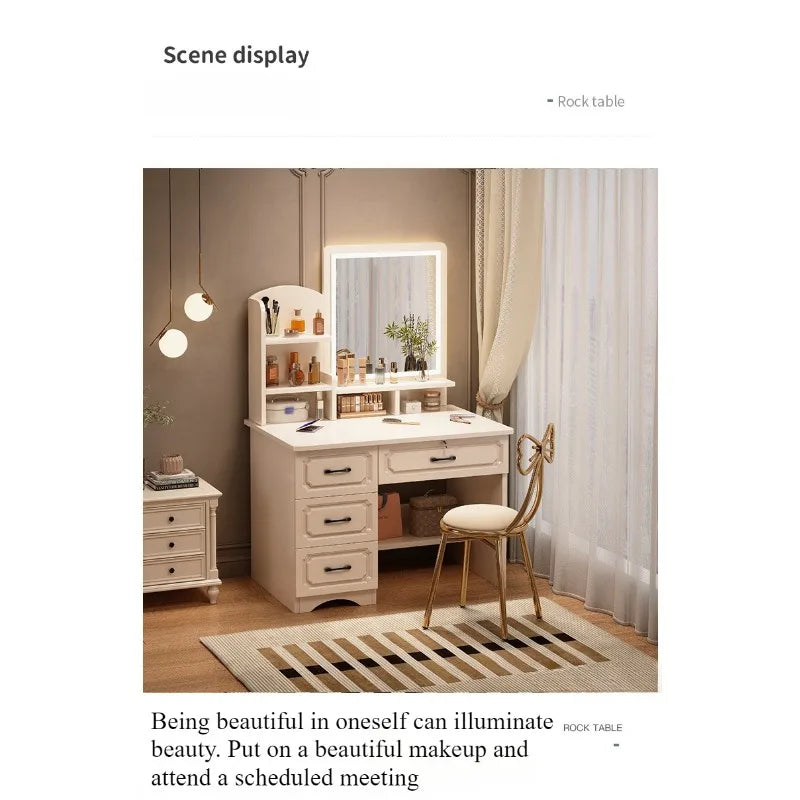 dressing table Small apartment with mirror storage storage makeup integrated table Modern simple European masterbedroomdressing