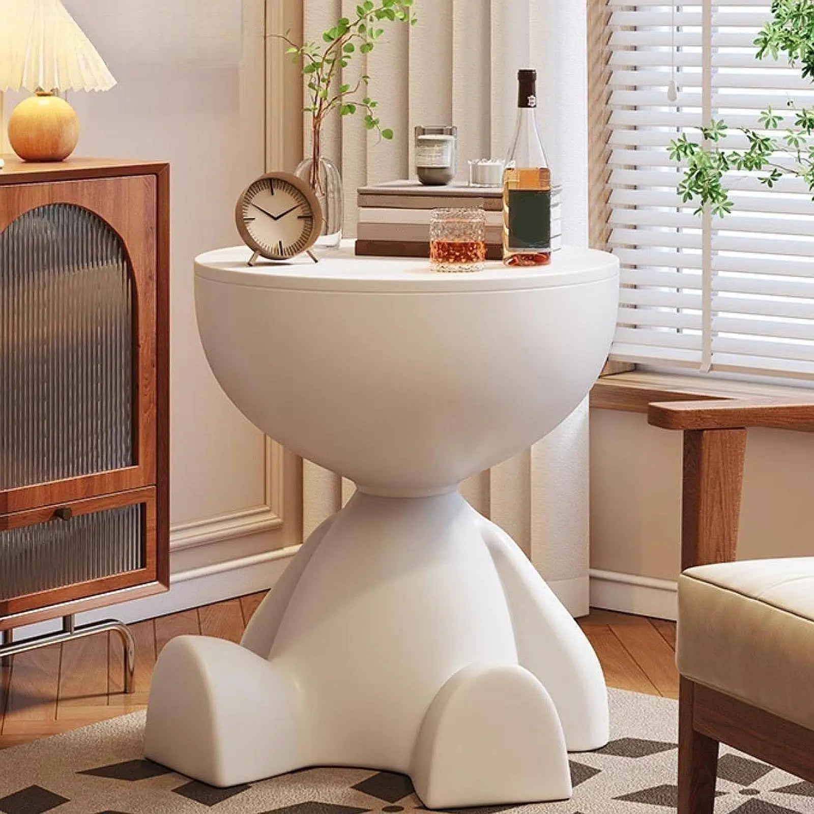 Creative Side End Table Flat Head Bedside Table Household Sofa Side Rack Bedroom Balcony Movable Mini Table Small Apartment Tea