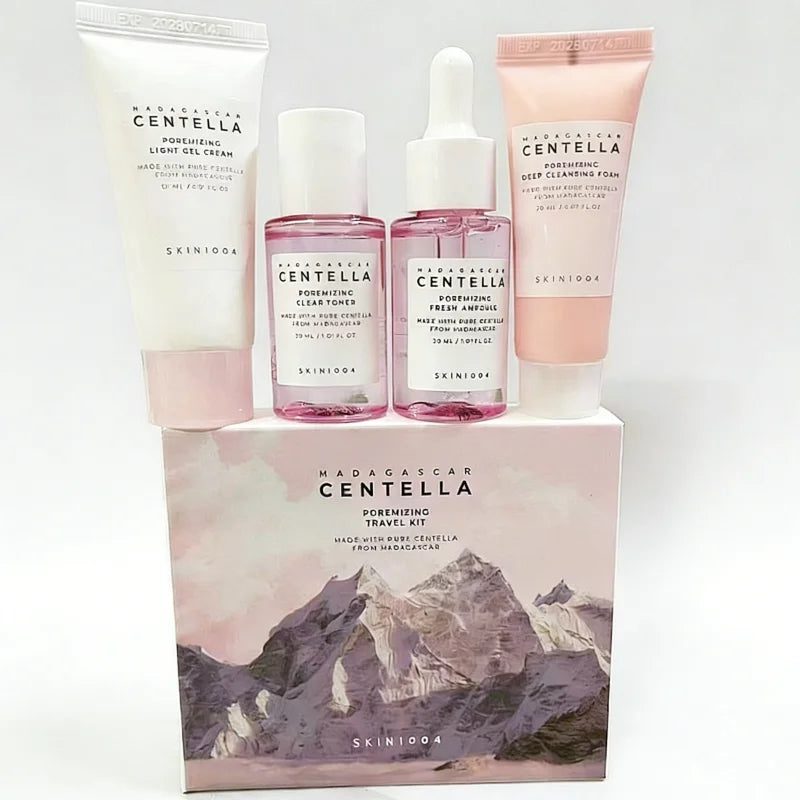 Korean Skin Care Centella Travel Kit Toner, Ampoule, Soothing Cream, Cleansing Oil, Foam, Basic Skincare Box 5pcs Set Gift Set
