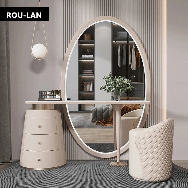 Light luxury dressing table bedroom full body smart mirror slate makeup table modern advanced dressing table