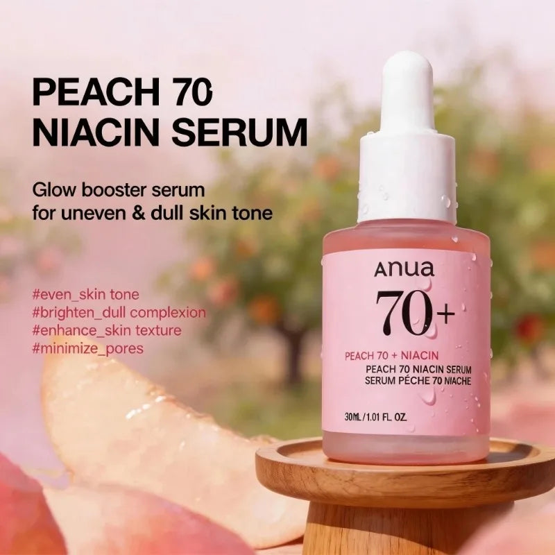 Korean Skin Care Essenc Peach 70 Niacinamide Serum for Uneven Skin Tone,Dull Skin Brightening Facial Hyaluronic Acid Serum 30ml