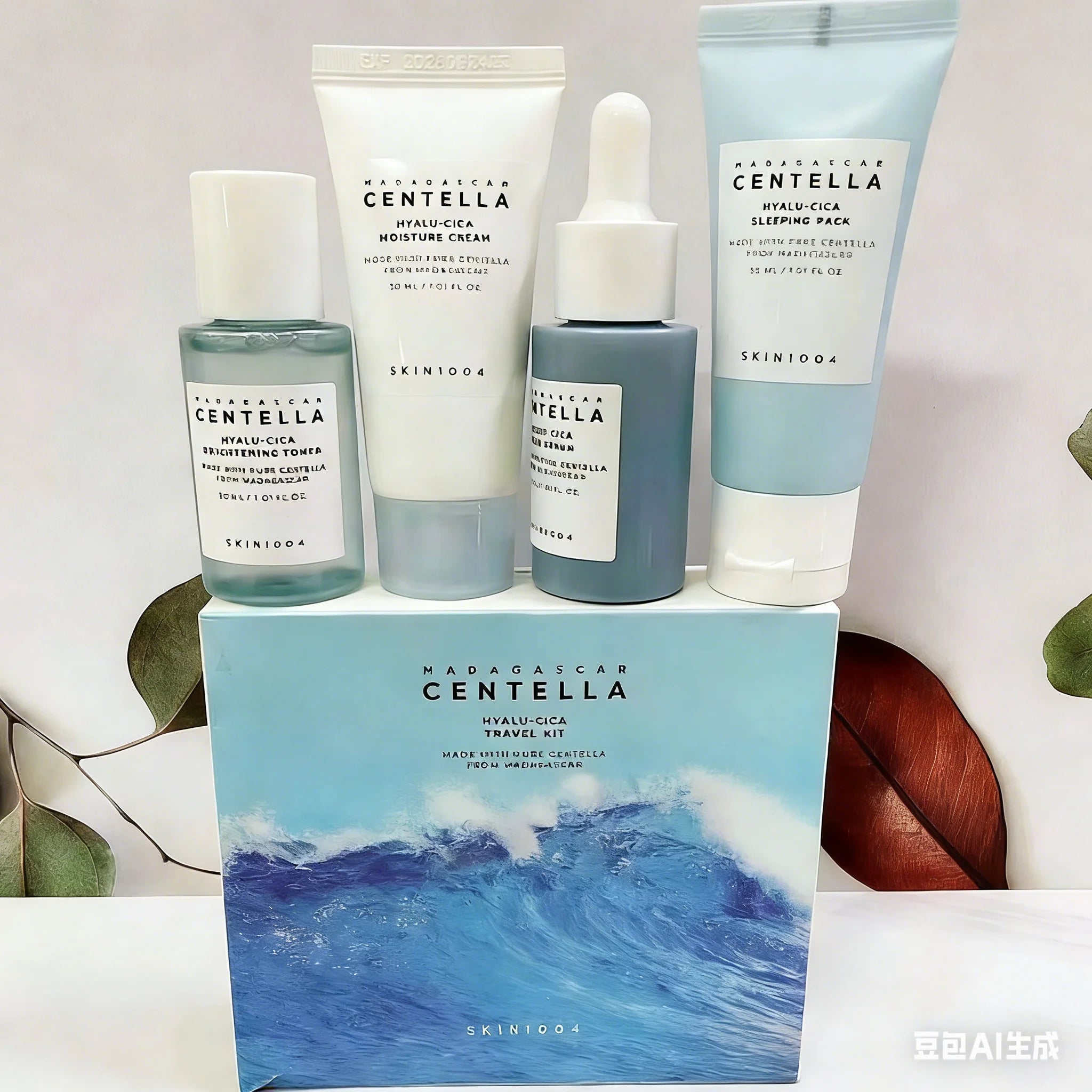 Korean Skin Care Centella Travel Kit Toner, Ampoule, Soothing Cream, Cleansing Oil, Foam, Basic Skincare Box 5pcs Set Gift Set