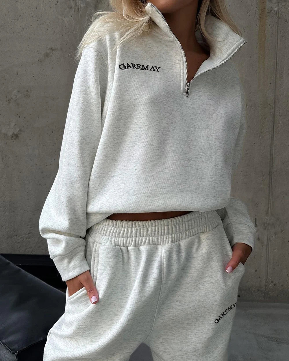 Spring Women's Tracksuit with Zipper Cotton Oversize Classic Pink  Two Piece Set Women Casual  Yellow Trouser Suits for Women