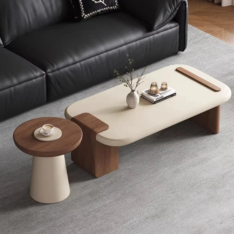 Modern Coffee Table Living Room Small Marble Side Table Glass Round Center Table Nordic Japandi Wabi Sabi Minimalist Furniture