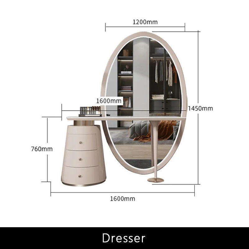 Light luxury dressing table bedroom full body smart mirror slate makeup table modern advanced dressing table