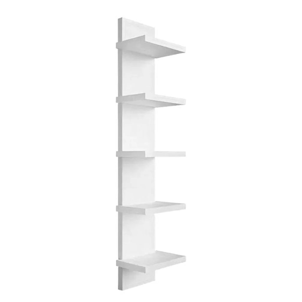 5 Tier Wall-Mounted Bookshelf PVC Floating Storage Rack Smooth-Pressboard Vertical Display Shelf for Living Room Bedroom Decor