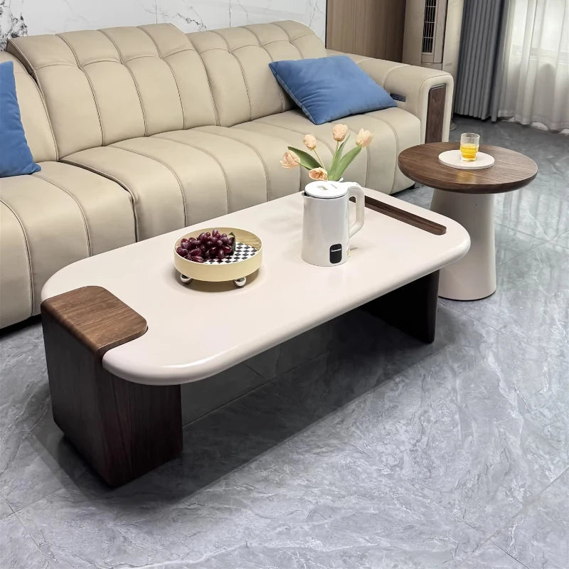 Modern Coffee Table Living Room Small Marble Side Table Glass Round Center Table Nordic Japandi Wabi Sabi Minimalist Furniture