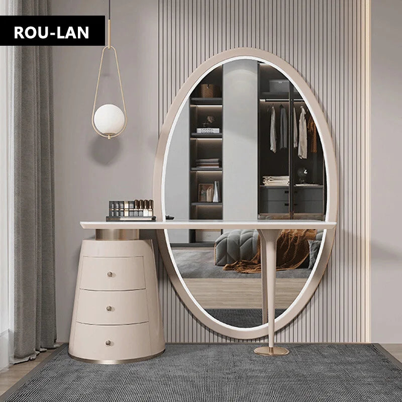 Light luxury dressing table bedroom full body smart mirror slate makeup table modern advanced dressing table