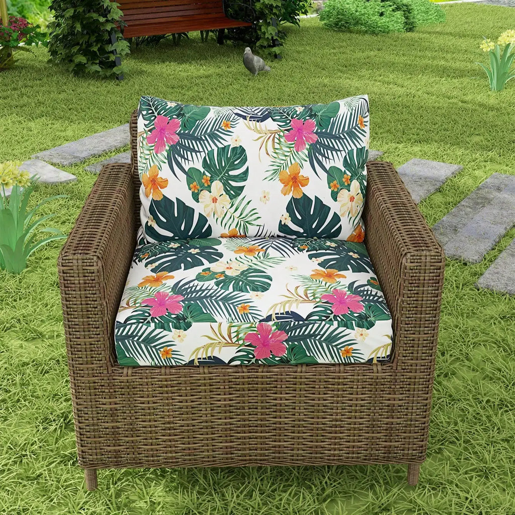 Outdoor Tropical Print Sofa Cushion Covers - Non-Slip Furniture Protectors, Replacement for Individual Seat Cushions