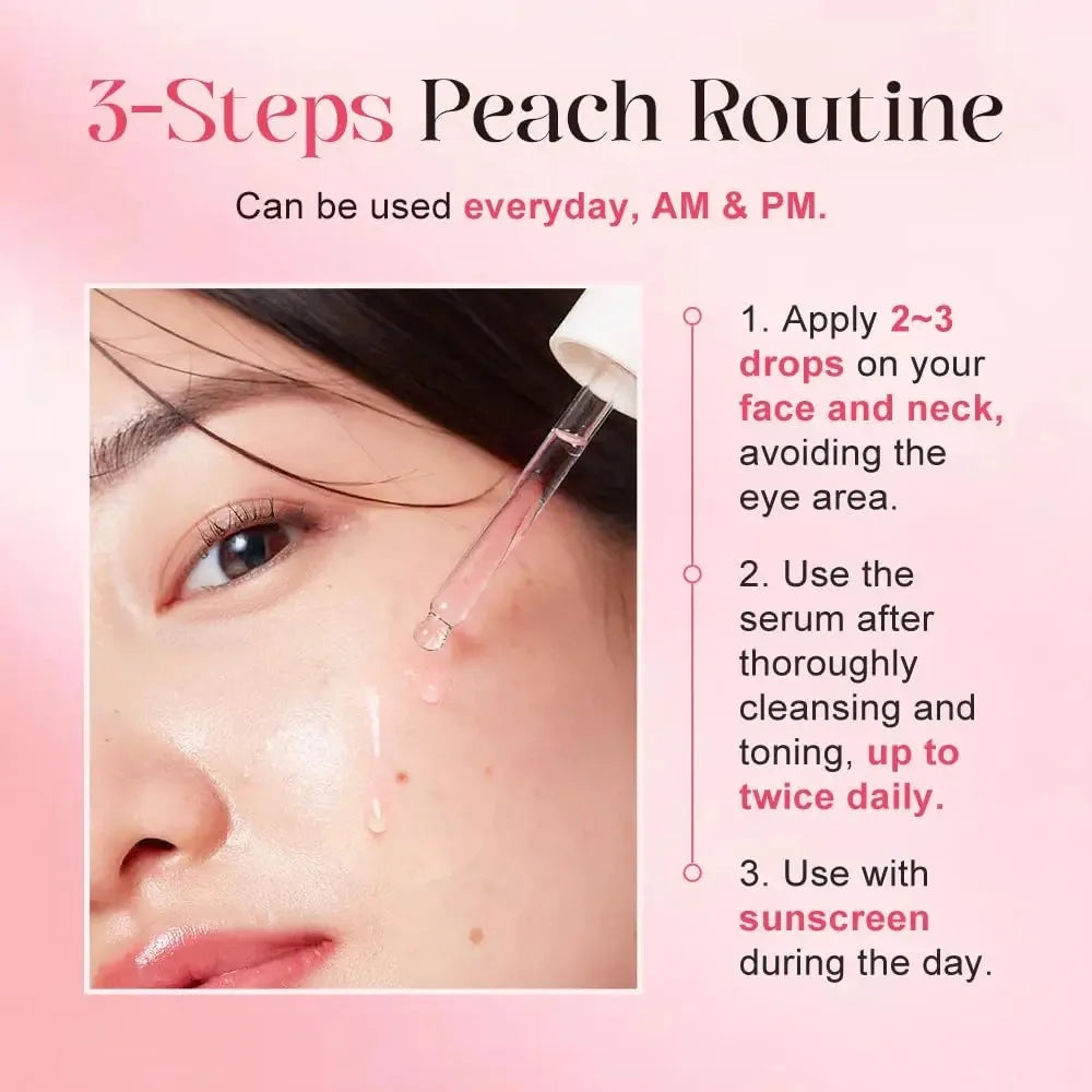 Korean Skin Care Essenc Peach 70 Niacinamide Serum for Uneven Skin Tone,Dull Skin Brightening Facial Hyaluronic Acid Serum 30ml