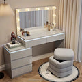 Modern Simple Bedroom Dressing Table with Atmosphere Light New Integrated Solid Wood Nightstand Storage Cabinet Makeup Vanities